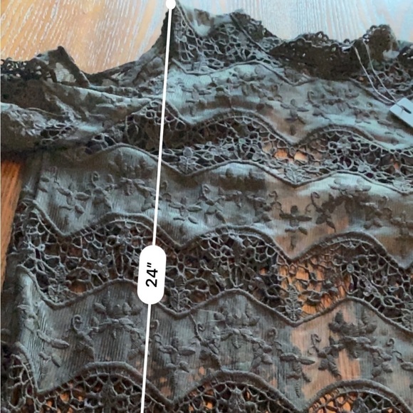 REVEUSE WOVEN TOP Black Bell SLEEVE womens large cold shoulder crochet - Picture 4 of 16